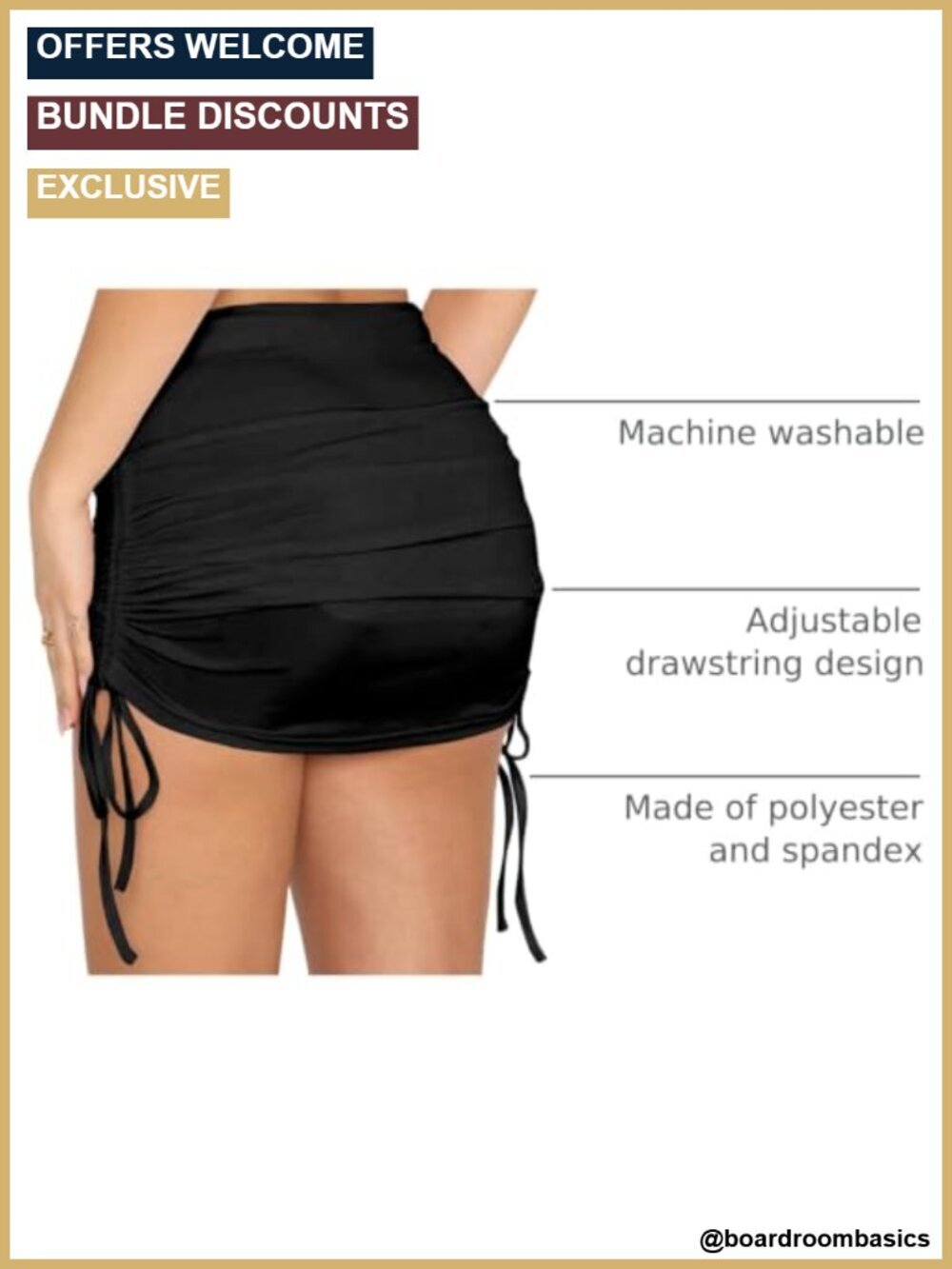 Double Layer Bodycon Pencil Mini Skirt with Drawstring Ruched Design - Picture 3 of 6
